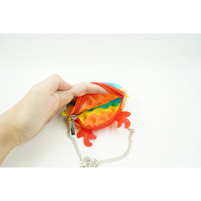 Jucarie antistres din silicon Flippy, Pop it Now and Flip It ,Mini Geanta, Ren, 6 cm, Curcubeu-4
