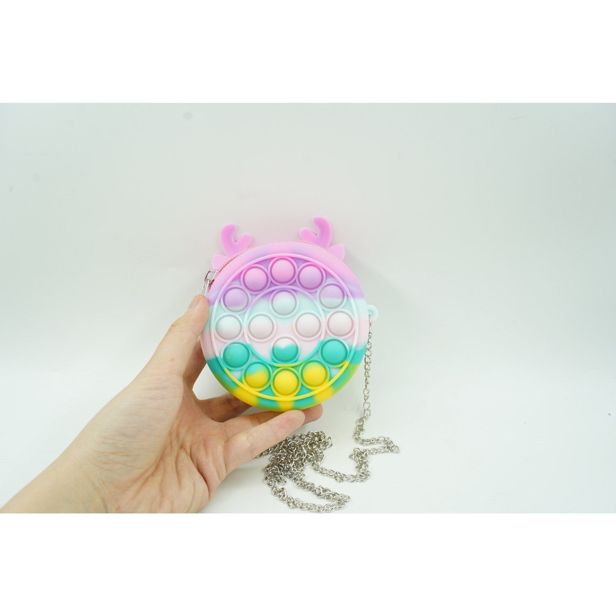 Jucarie antistres din silicon Flippy, Pop it Now and Flip It ,Mini Geanta, Ren, 6 cm, Macarons-1