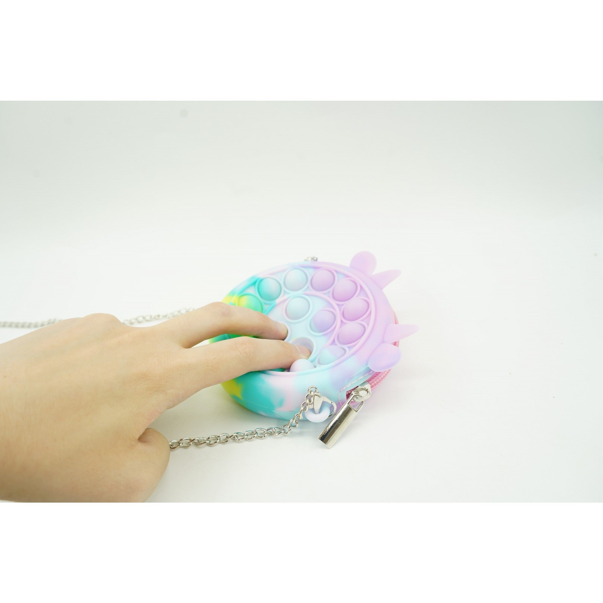 Jucarie antistres din silicon Flippy, Pop it Now and Flip It ,Mini Geanta, Vacuta, 6 cm, Macarons-4