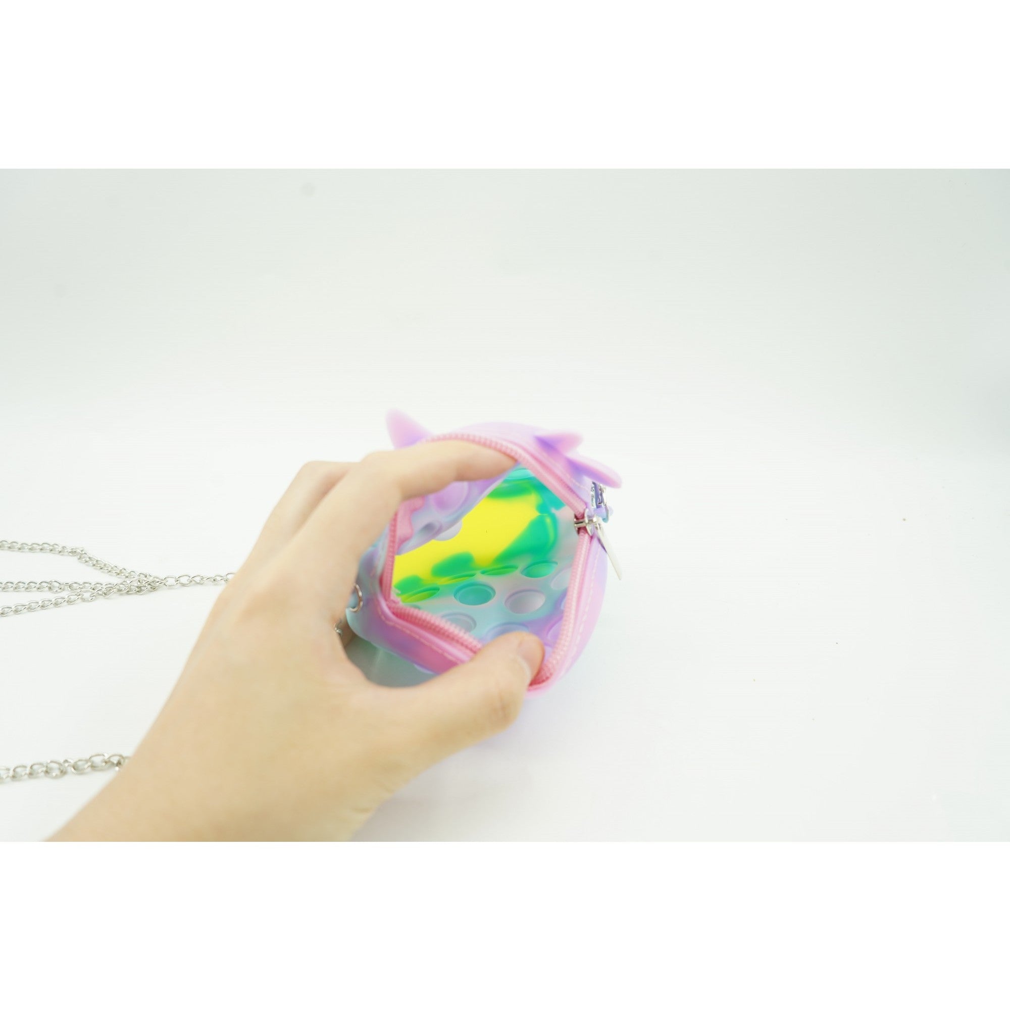 Jucarie antistres din silicon Flippy, Pop it Now and Flip It ,Mini Geanta, Vacuta, 6 cm, Macarons-5