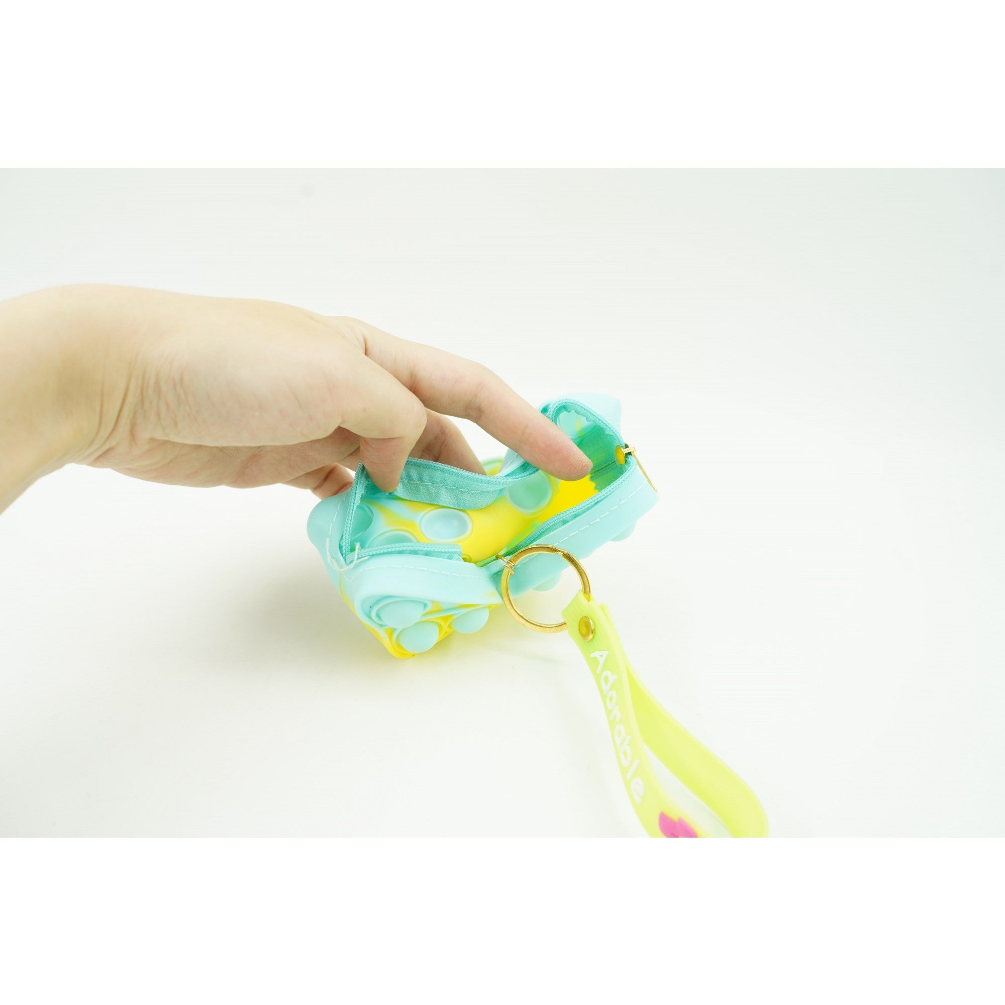 Jucarie antistres din silicon, Flippy, Pop It Now and Flip It, Portofel fluturas, Bleu/Galben-5