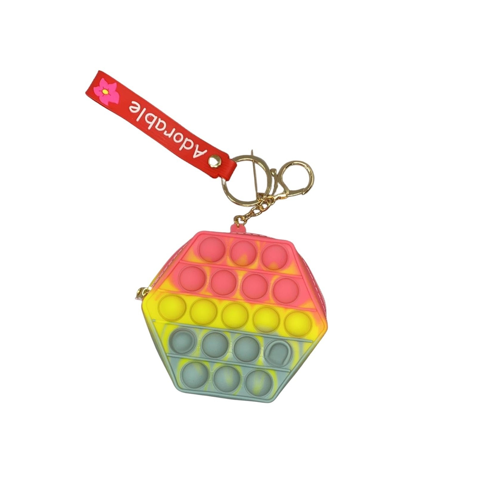 Jucarie antistres din silicon, Flippy, Pop It Now and Flip It, Portofel hexagon, Roz/Gri-0