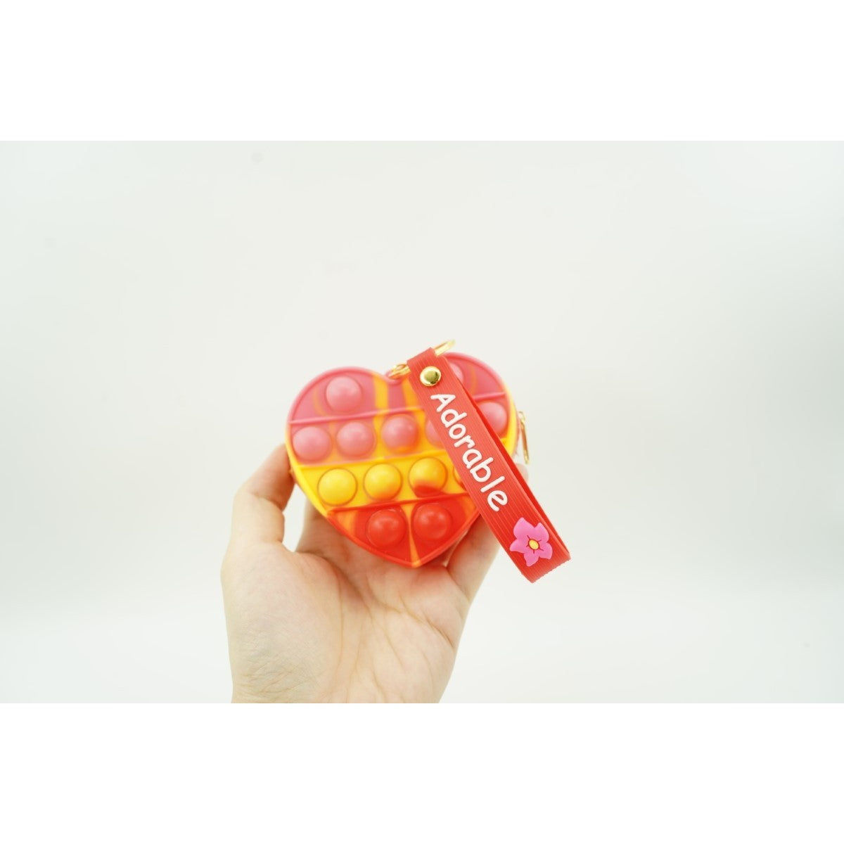 Jucarie antistres din silicon, Flippy, Pop It Now and Flip It, Portofel inima, Rosu/Galben-2