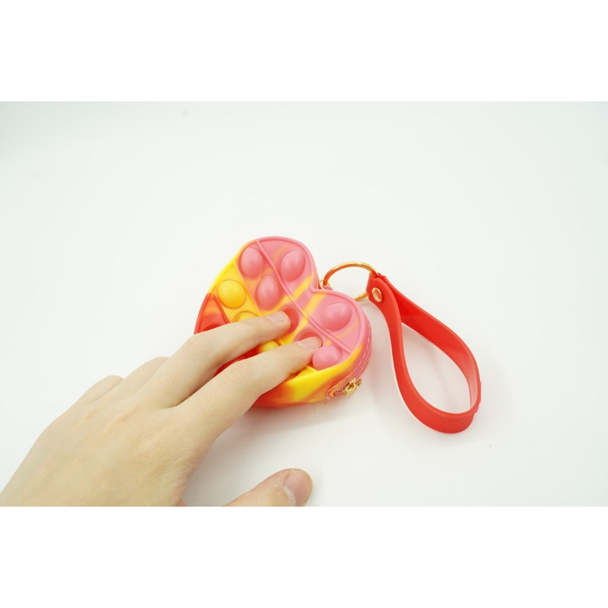 Jucarie antistres din silicon, Flippy, Pop It Now and Flip It, Portofel inima, Rosu/Galben-3