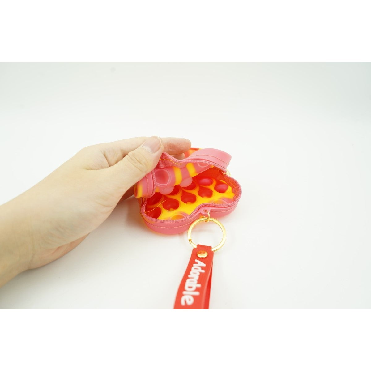 Jucarie antistres din silicon, Flippy, Pop It Now and Flip It, Portofel inima, Rosu/Galben-4