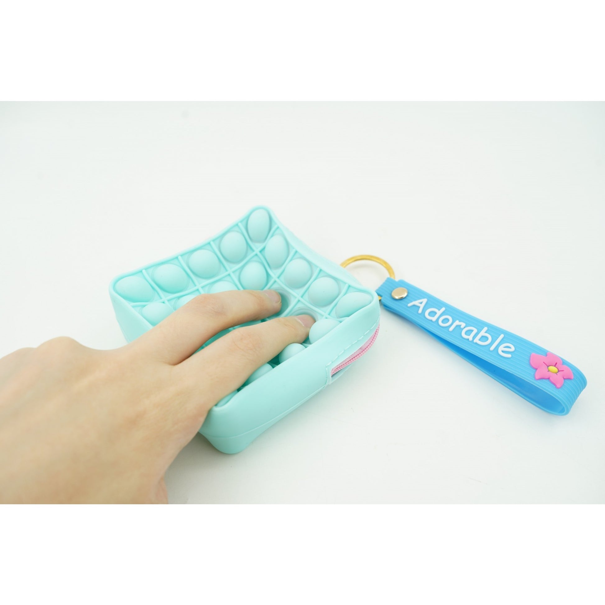 Jucarie antistres din silicon, Flippy, Pop It Now and Flip It, Portofel patrat, Verde/Bleu-3