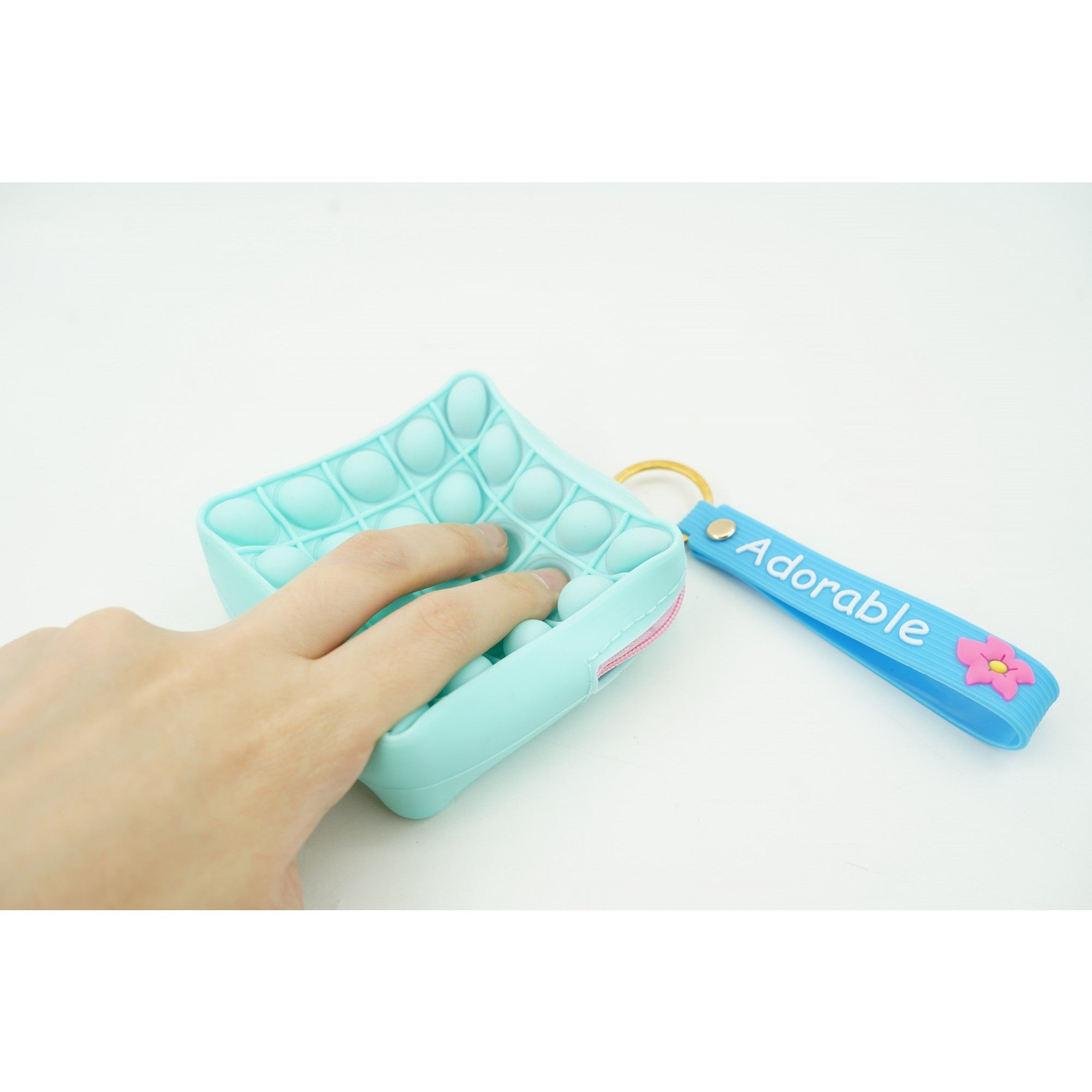 Jucarie antistres din silicon, Flippy, Pop It Now and Flip It, Portofel patrat, Verde/Bleu-3