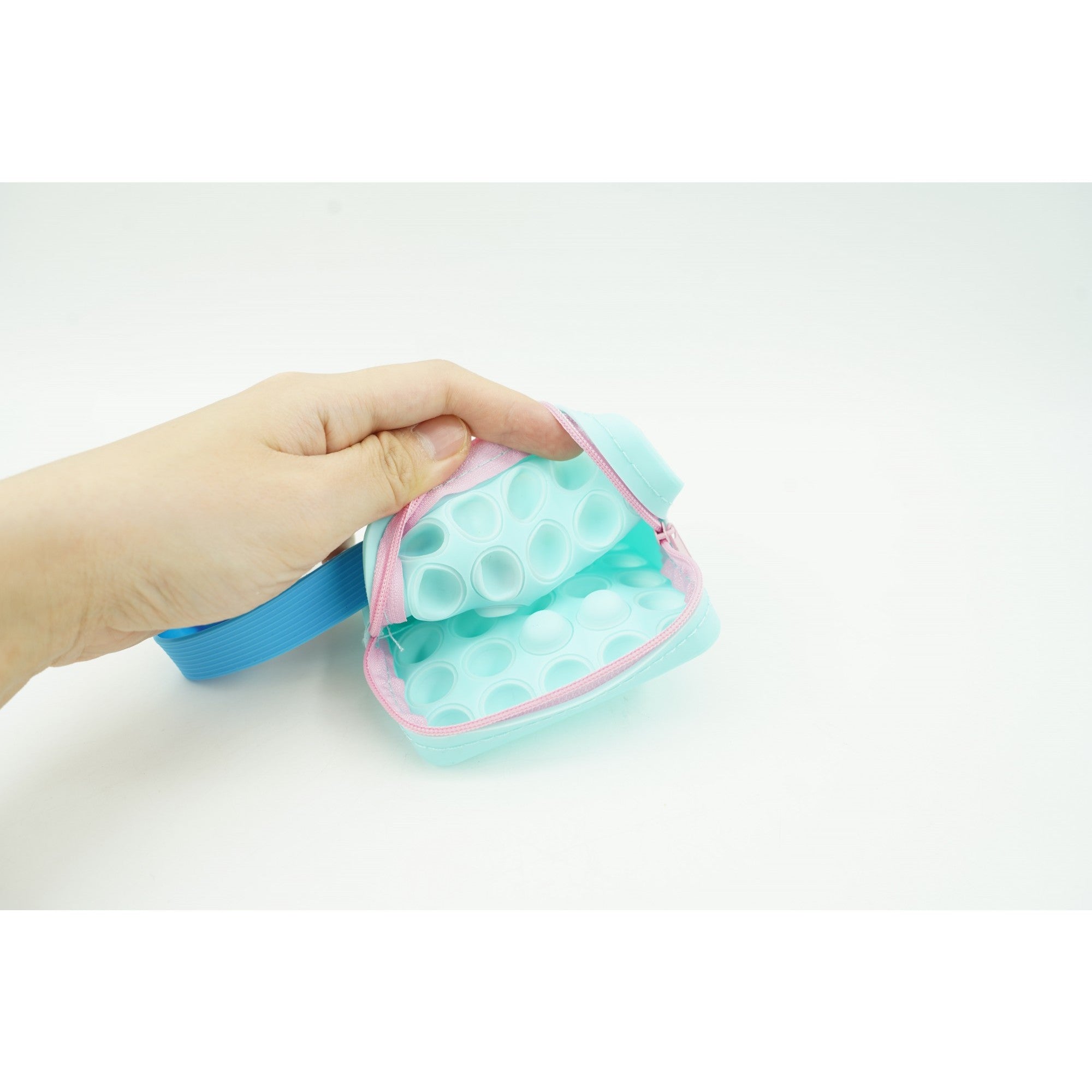 Jucarie antistres din silicon, Flippy, Pop It Now and Flip It, Portofel patrat, Verde/Bleu-4