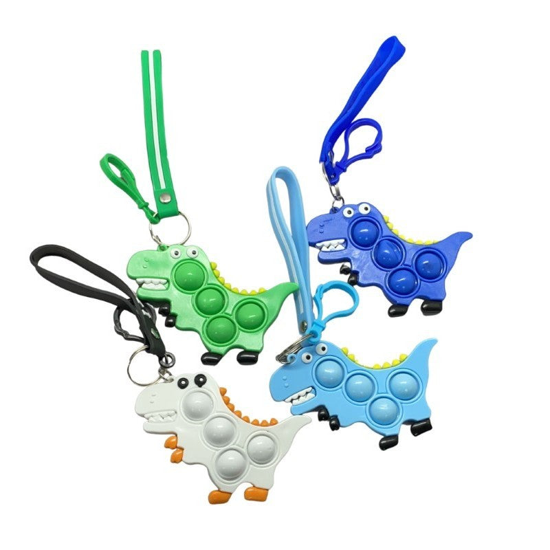 Jucarie antistres din silicon, Flippy, Pop It Now and Flip It, Simple Dimple, Breloc, Dinozaur, Verde-1