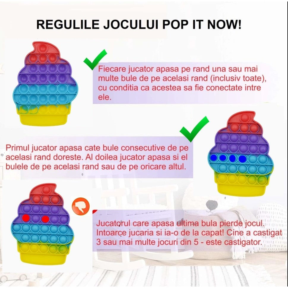 Jucarie antistres din silicon, Pop it Now and Flip It, Briosa, Multicolor-6