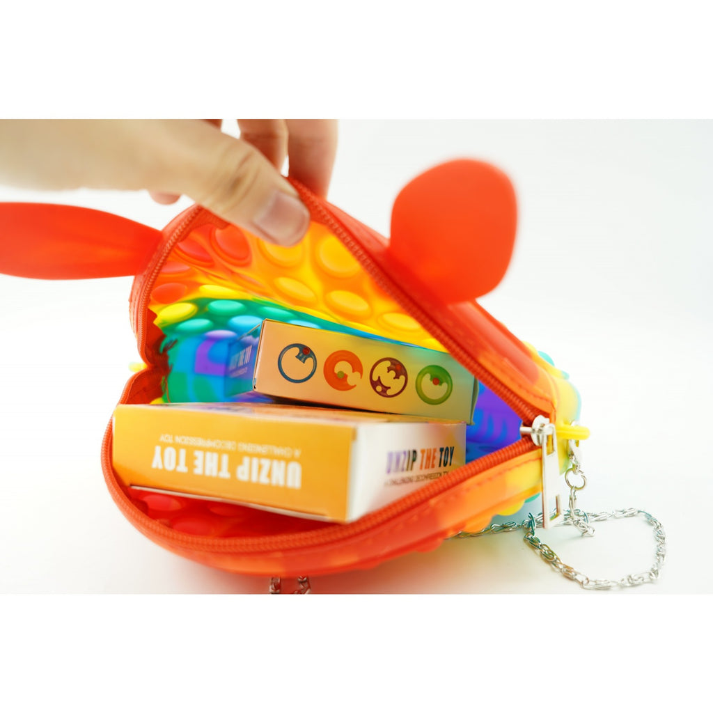 Jucarie antistres din silicon, Pop it Now and Flip It, Flippy, Geanta, Model 3, Multicolor-5