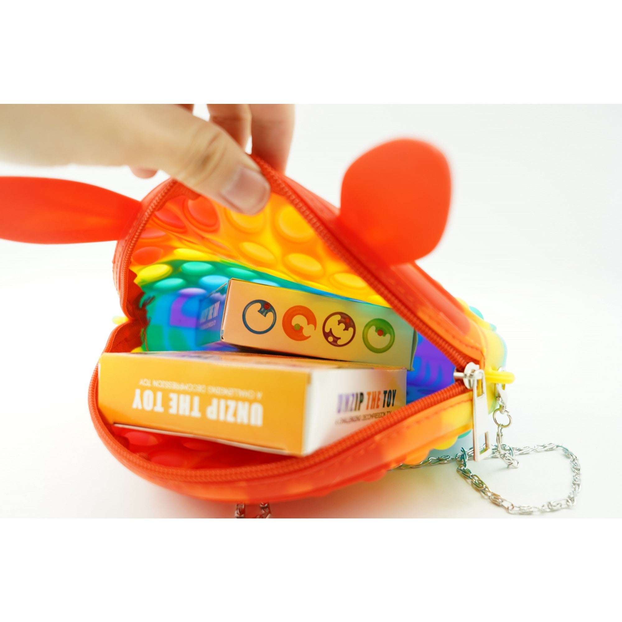 Jucarie antistres din silicon, Pop it Now and Flip It, Flippy, Geanta, Model 3, Multicolor-5