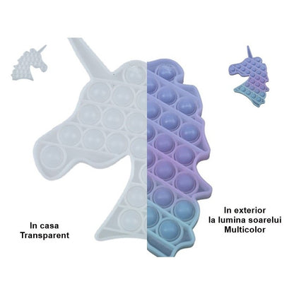 Jucarie antistres din silicon, Pop it Now and Flip It, Unicorn, Transparent-5