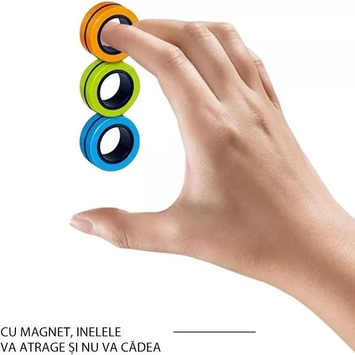 Jucarie antistres Flippy, inele magnetice, 3 piese, Multicolor-6