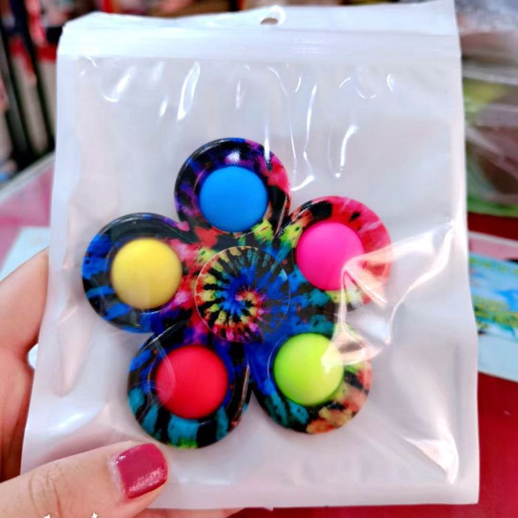 Jucarie antistres simple dimple fidget toy spinner cu 5 buline, Multicolor Rainbow-3