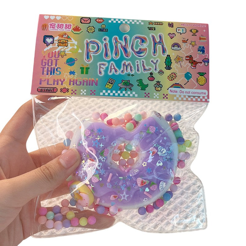 Jucarie Antistres Squishy, Flippy, cu Revenire Lenta, Model Gogoasa, 6x6 cm, 99g, Ambalaj Transparent, Mov-0