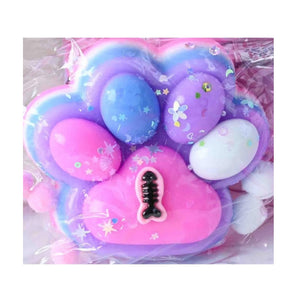 Jucarie Antistres Squishy, Flippy, cu Revenire Lenta, Model Labuta de Pisica, cu Pestisor, 220g, 12.5 x 10.5 cm Squeeze Pinch Family, Ambalaj Transparent, Roz-Multicolor-0