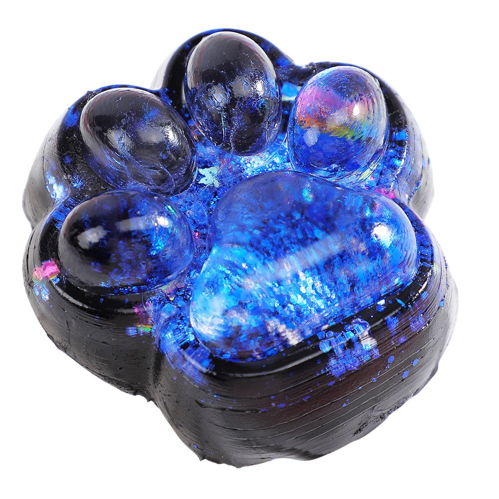 Jucarie Antistres Squishy, Flippy, cu Revenire Lenta, Model Labuta de Pisica cu Sclipici, 6.5x6 cm, 60g, Ambalaj Transparent, Albastru-Negru-0