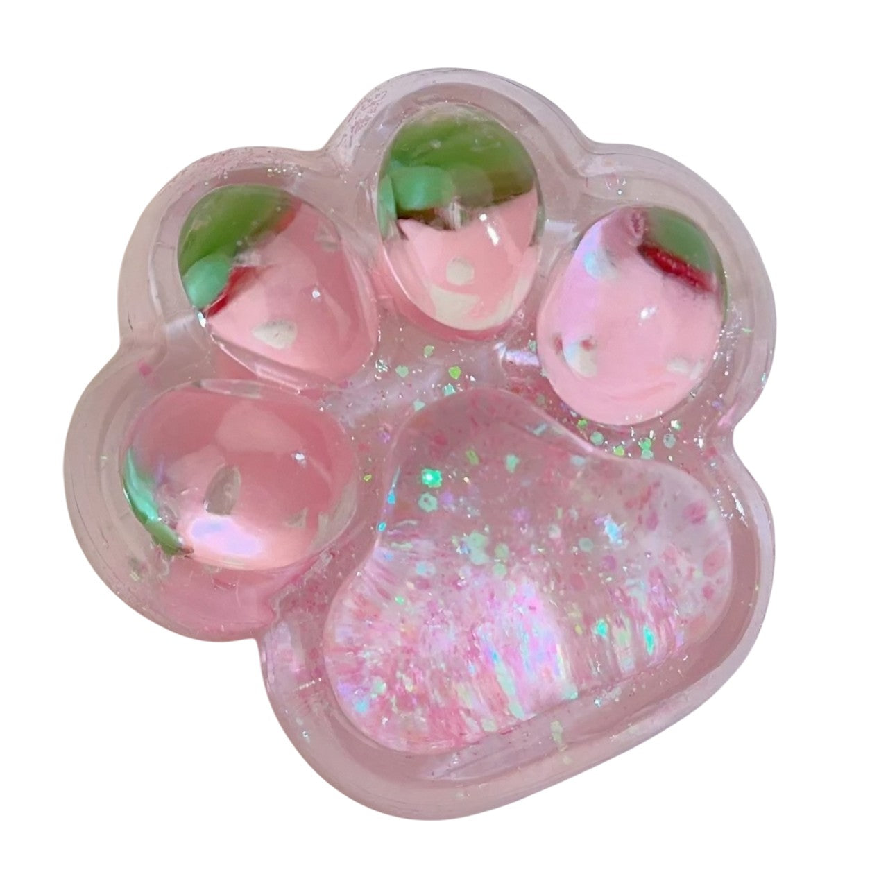 Jucarie Antistres Squishy, Flippy, cu Revenire Lenta, Model Labuta de Pisica cu Sclipici, 6.5x6 cm, 60g, Ambalaj Transparent, Roz-0