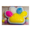 Jucarie Antistres Squishy, Flippy, cu Revenire Lenta, Model Labuta de Pisica Pufoasa, 220g, 12.5 x 10.5 cm Squeeze Pinch Family, Ambalaj Transparent, Galben-Multicolor-0
