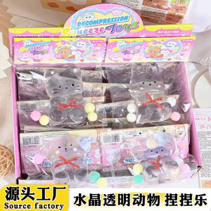 Jucarie Antistres Squishy, Flippy, cu Revenire Lenta, Model Pisicuta, Ambalaj Transparent-0