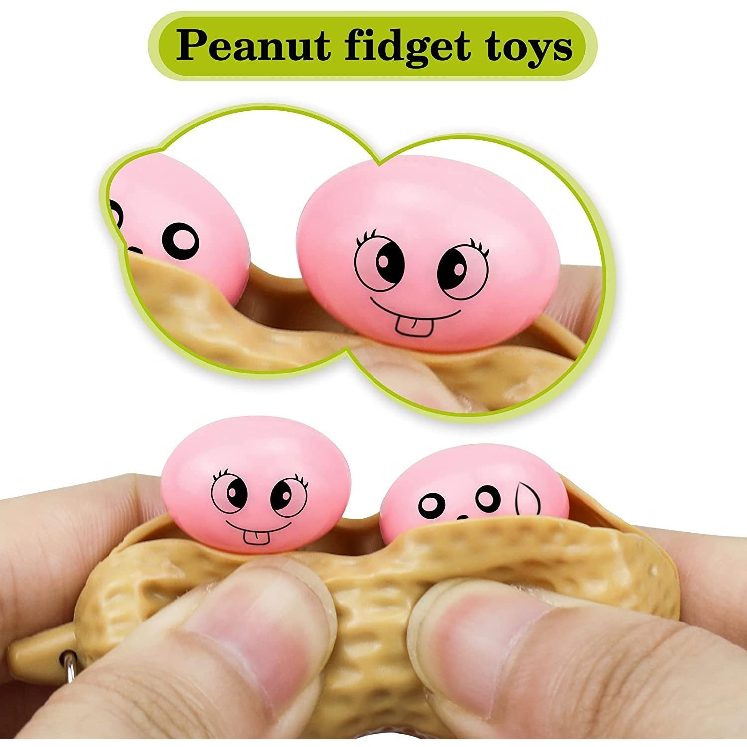 Jucarie breloc aluna antistres, Peanut Fidget Toy, Crem-1
