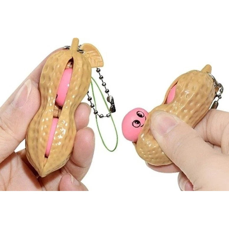 Jucarie breloc aluna antistres, Peanut Fidget Toy, Crem-2