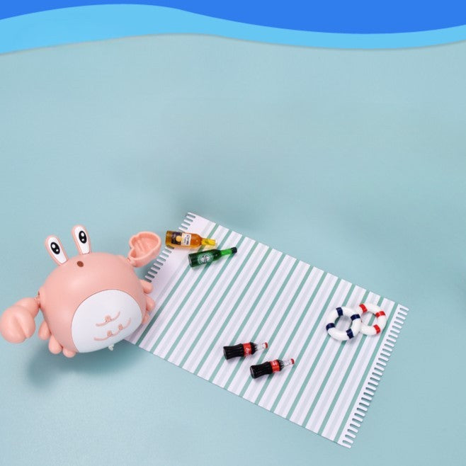 Jucarie de baie pentru copii, Flippy, crab, 10 cm, Roz cu fir-1