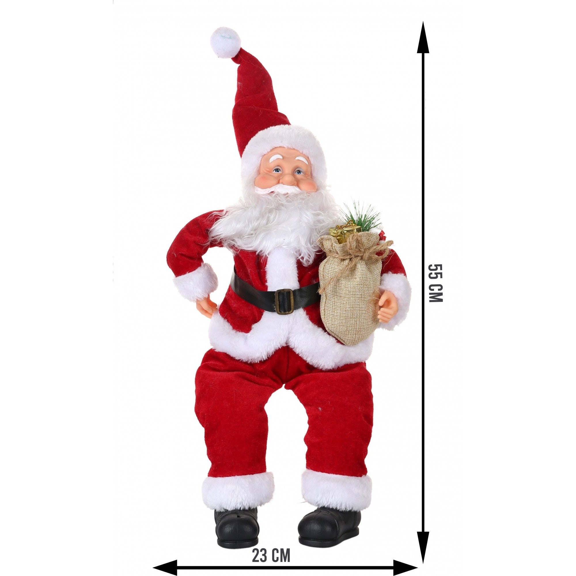 Jucarie decorativa, Flippy, Mos Craciun,  55 cm x 23 cm, grosime 25 cm, lana, tesatura de plus, poliester, interior/exterior-6