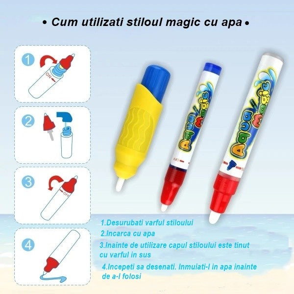 Jucarie educativa de colorat cu apa, covorasul magic, 100x70 cm-2