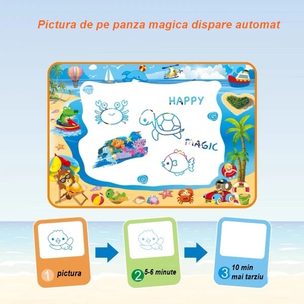 Jucarie educativa de colorat cu apa, covorasul magic, 100x70 cm-3