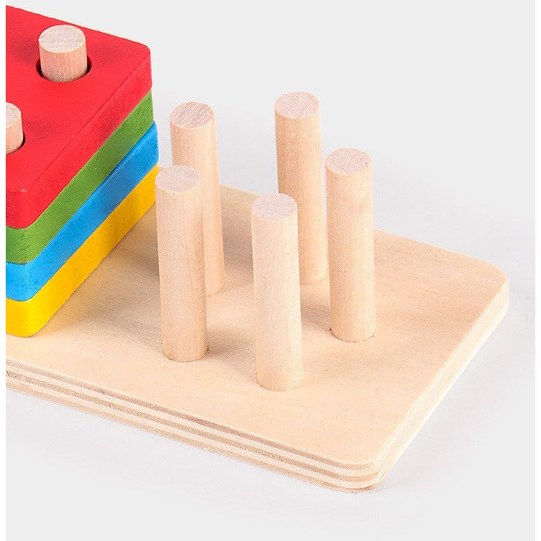 Jucarie Educativa Flippy, Tip Montessori, din Lemn, + 36 Luni, Forme Geometrice, 20 Piese, 6 x 26.5 cm, Multicolor-2