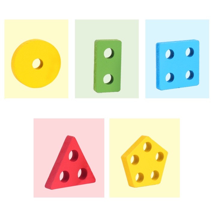 Jucarie Educativa Flippy, Tip Montessori, din Lemn, + 36 Luni, Forme Geometrice, 20 Piese, 6 x 26.5 cm, Multicolor-3
