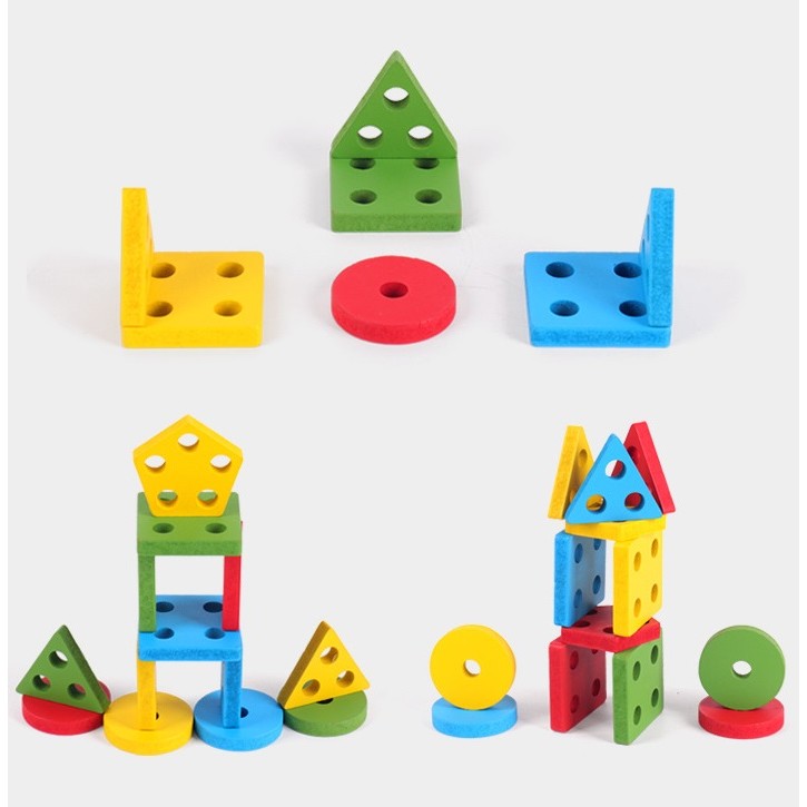 Jucarie Educativa Flippy, Tip Montessori, din Lemn, + 36 Luni, Forme Geometrice, 20 Piese, 6 x 26.5 cm, Multicolor-4