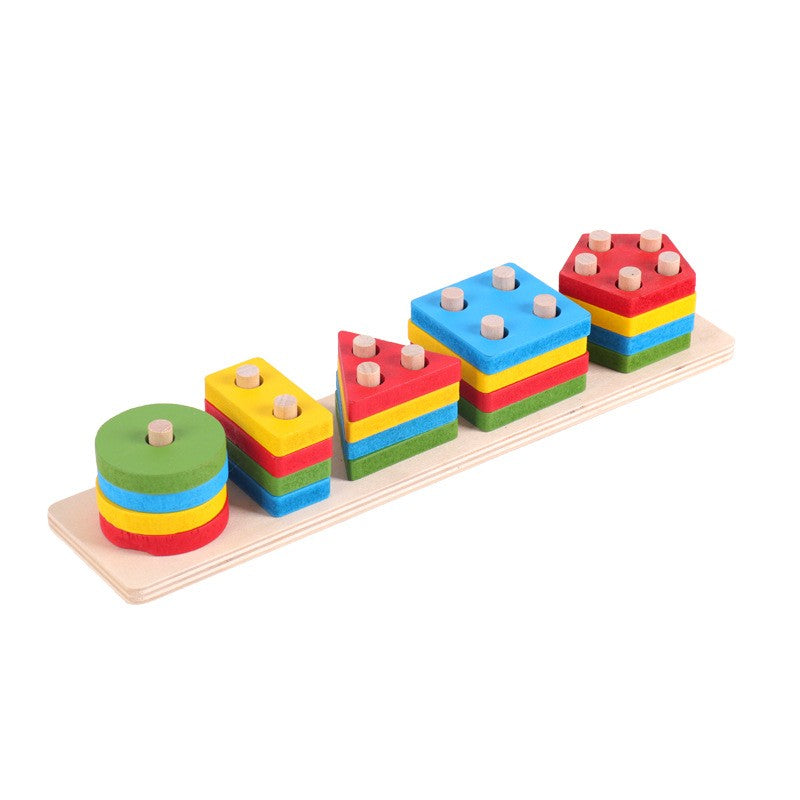 Jucarie Educativa Flippy, Tip Montessori, din Lemn, + 36 Luni, Forme Geometrice, 20 Piese, 6 x 26.5 cm, Multicolor-7