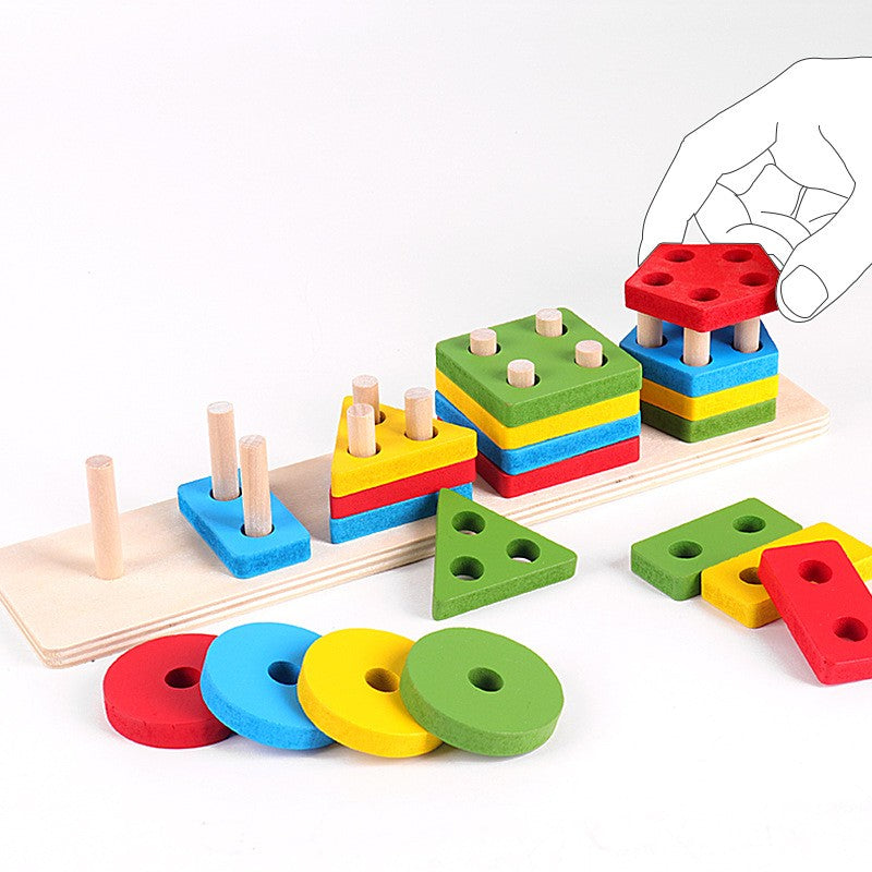 Jucarie Educativa Flippy, Tip Montessori, din Lemn, + 36 Luni, Forme Geometrice, 20 Piese, 6 x 26.5 cm, Multicolor-8