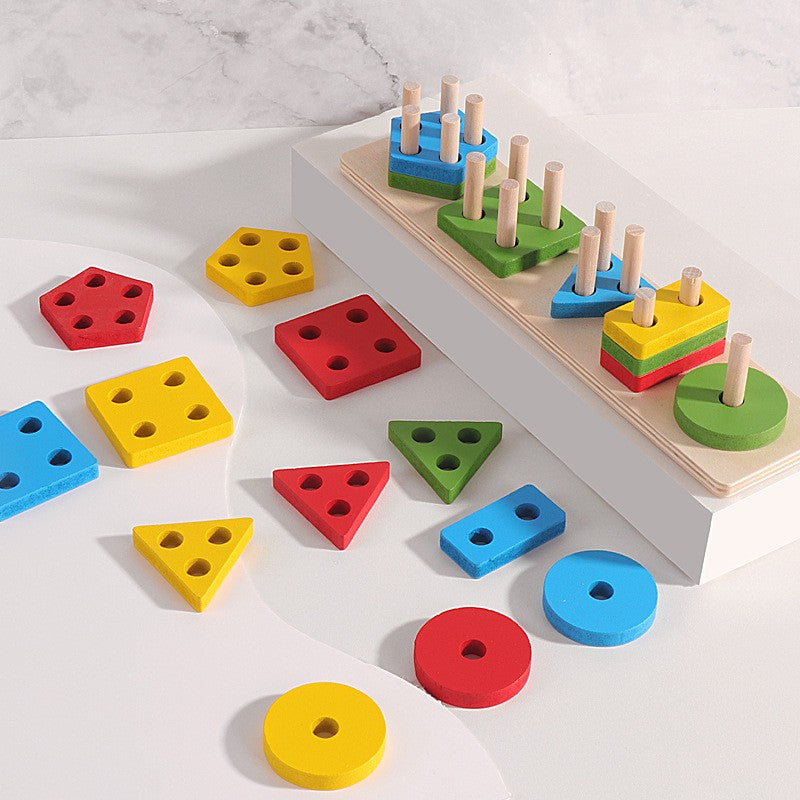 Jucarie Educativa Flippy, Tip Montessori, din Lemn, + 36 Luni, Forme Geometrice, 20 Piese, 6 x 26.5 cm, Multicolor-10