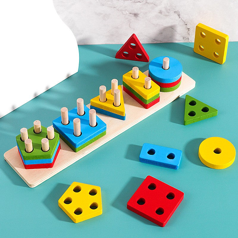 Jucarie Educativa Flippy, Tip Montessori, din Lemn, + 36 Luni, Forme Geometrice, 20 Piese, 6 x 26.5 cm, Multicolor-11