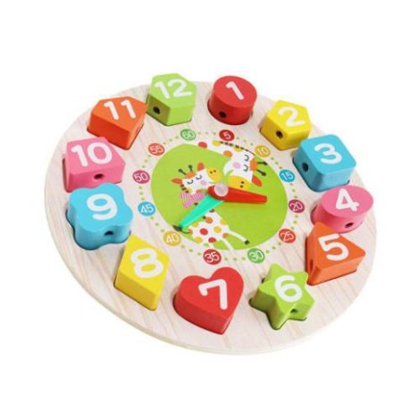 Jucarie Educativa Flippy, Tip Montessori, Model Ceas Girafa, din Lemn, + 36 Luni, 12 Piese, 17 cm, Multicolor-4
