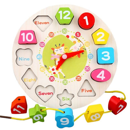 Jucarie Educativa Flippy, Tip Montessori, Model Ceas Girafa, din Lemn, + 36 Luni, 12 Piese, 17 cm, Multicolor-5