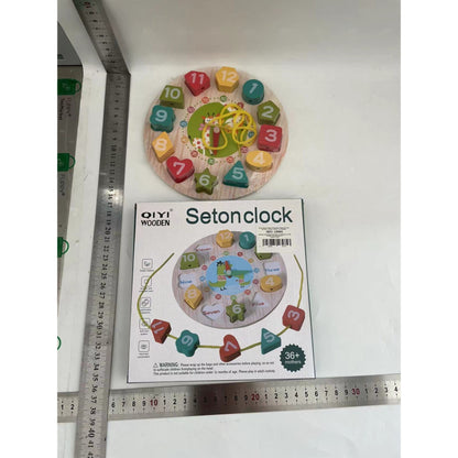 Jucarie Educativa Flippy, Tip Montessori, Model Ceas Girafa, din Lemn, + 36 Luni, 12 Piese, 17 cm, Multicolor-7