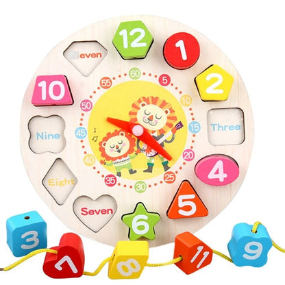Jucarie Educativa Flippy, Tip Montessori, Model Ceas Leu, din Lemn, + 36 Luni, 12 Piese, 17 cm, Multicolor-5