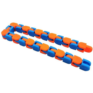 Jucarie Senzoriala Antistres, Flippy, Fidget Toys, Puzzle de Imbinat Tip Sarpe, 24 Piese, +3 Ani, Portocaliu/Albastru-0