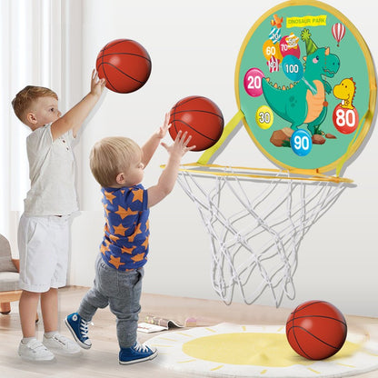 Jucarie Interactiva, Flippy, 2 in 1, Cos de Basket si Tinta de Darts, Minge 16 cm, Pompa, 8 Mingii cu Scai, Model Dragon, Multicolor-3