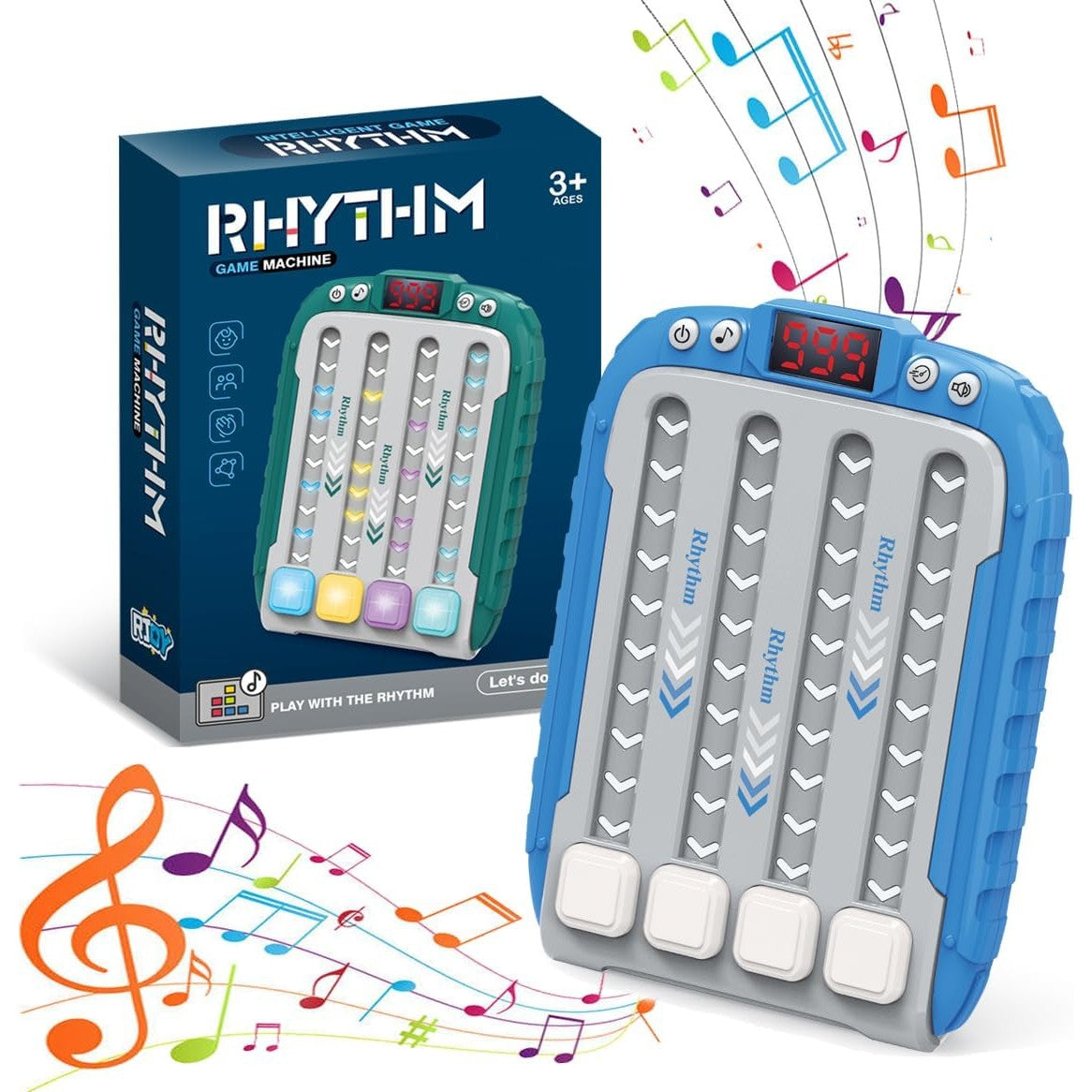Jucarie Interactiva, Flippy, Joc Rhythm, +3 Ani, din ABS, 6 Niveluri, 15 x 3 x 11 cm, Functie Muzicala, Albastru-4