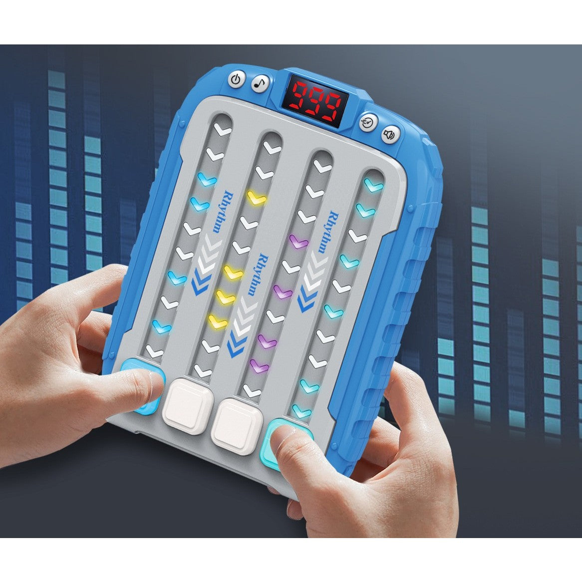 Jucarie Interactiva, Flippy, Joc Rhythm, +3 Ani, din ABS, 6 Niveluri, 15 x 3 x 11 cm, Functie Muzicala, Albastru-5