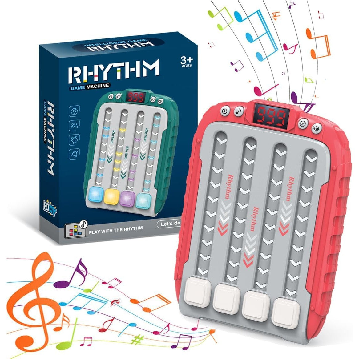 Jucarie Interactiva, Flippy, Joc Rhythm, +3 Ani, din ABS, 6 Niveluri, 15 x 3 x 11 cm, Functie Muzicala, Rosu-4