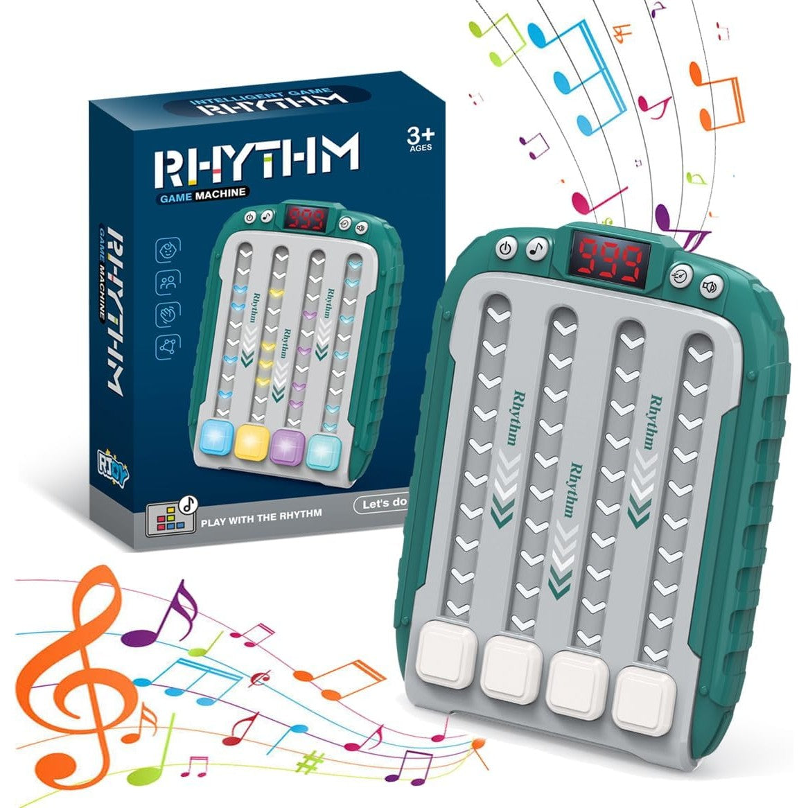 Jucarie Interactiva, Flippy, Joc Rhythm, +3 Ani, din ABS, 6 Niveluri, 15 x 3 x 11 cm, Functie Muzicala, Verde-2