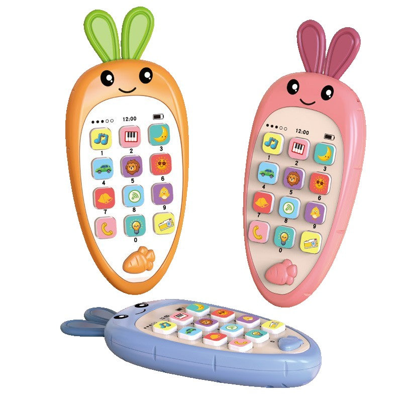 Jucarie Interactiva, Flippy, Telefon Inteligent, Model Morcov, Functii Educative, Muzicale si Voce, 4-6 ani, 19 x 11.5 cm, din Plastic, Multicolor-0