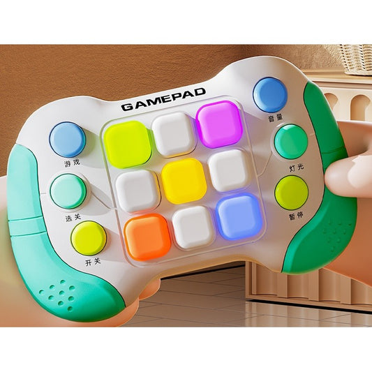 Jucarie Interactiva Flippy, Tip Consola Pop It, 6 butoane functionale, 5 Moduri de Joc, 600 Niveluri, + 3 ani, Verde/Gri-1
